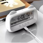Cartoon Cat Ear LCD Digital Alarm Clock with Temperature Humidity Display